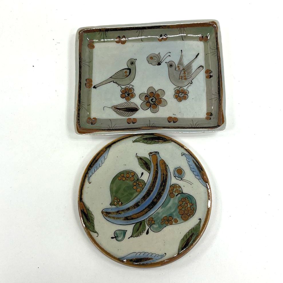 Collectible El Palomar Mexican Pottery Lot of 2 by Ken Edwards Signed *CHIPS*