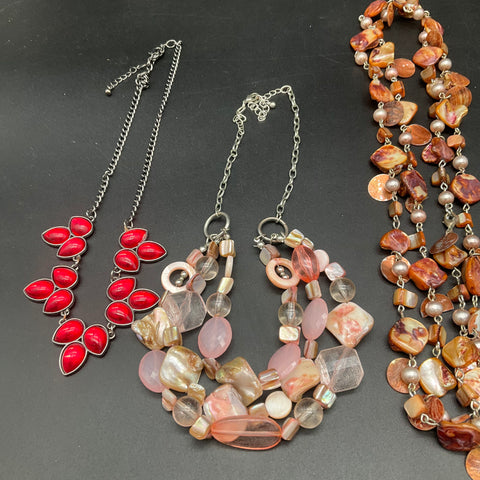 Vintage & Modern Necklace Jewelry Lot of 7 Shell Rose Quartz Butterfly Beaded