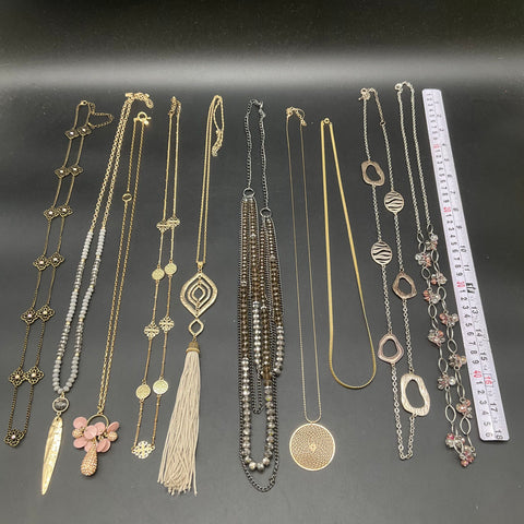 Modern Fashion Costume Jewelry Lot 10 Necklaces Tassel Beaded Gold Silver Tone