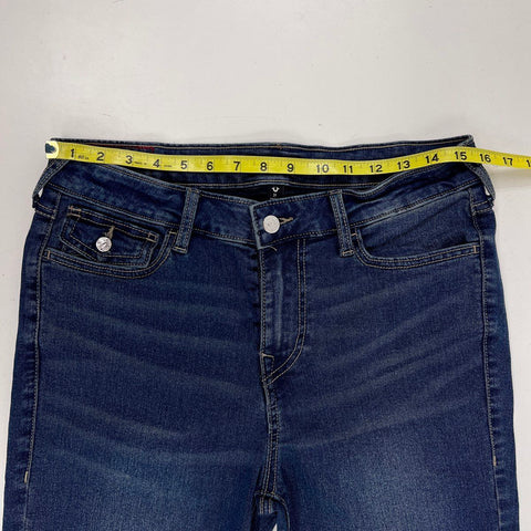 True Religion Women's Becca Mid Rise Bootcut Dark Wash Studded Jeans Size 31