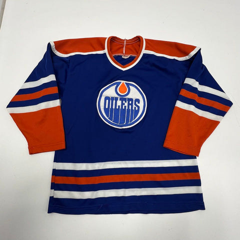 Vintage 80s Edmonton Oilers NHL Hockey Jersey Gretzky Era Made in Canada Sz XL