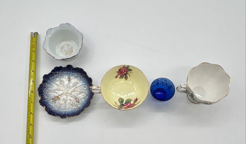 Paragon Teacup Lily of the Valley Rose Austria Porcelain Cobalt Glass 5pc Lot