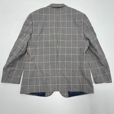 Mantoni Men's Navy Tan Plaid 100% Fine Wool Sport Coat Blazer 42S NWT