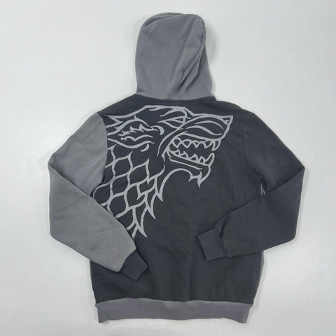 Game of Thrones Men's House Stark Asymmetric Zip Hoodie Gray Quilted Size M
