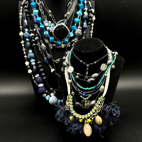 Vintage to Modern Costume Jewelry Lot 2.5 Lbs Beaded Fashion Necklaces Boho