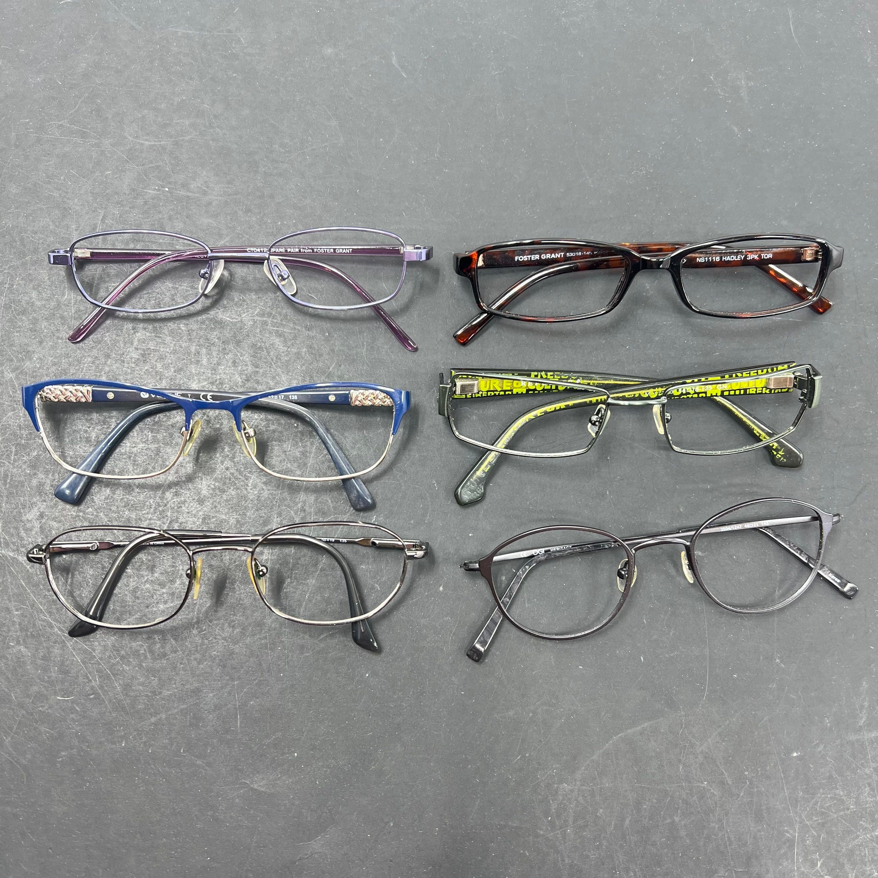 Lot of 6 Assorted Multicolor Eyeglass FRAMES ONLY Varying Brands