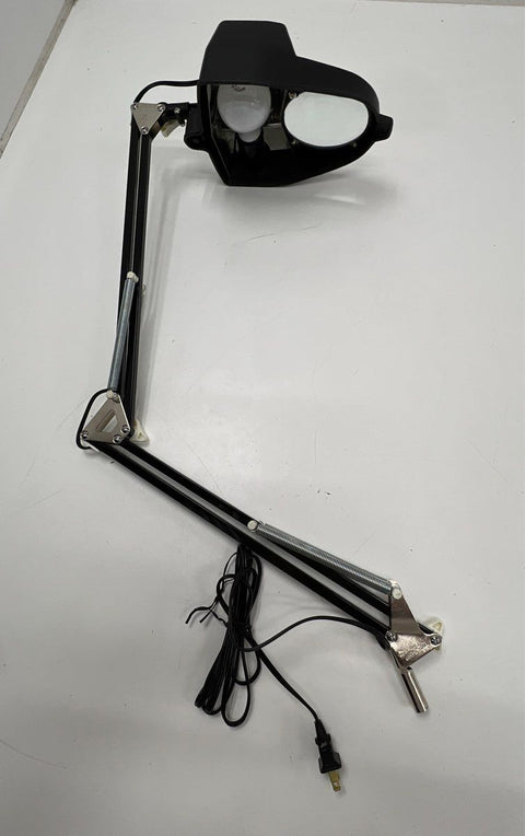 Vintage Magnifier Lamp Black Swing Arm Desktop 3-Diopter Lens Hobby Light
