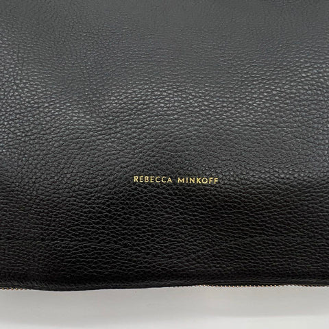 Rebecca Minkoff Black Pebbled Leather Hobo Shoulder Bag Gold Hardware