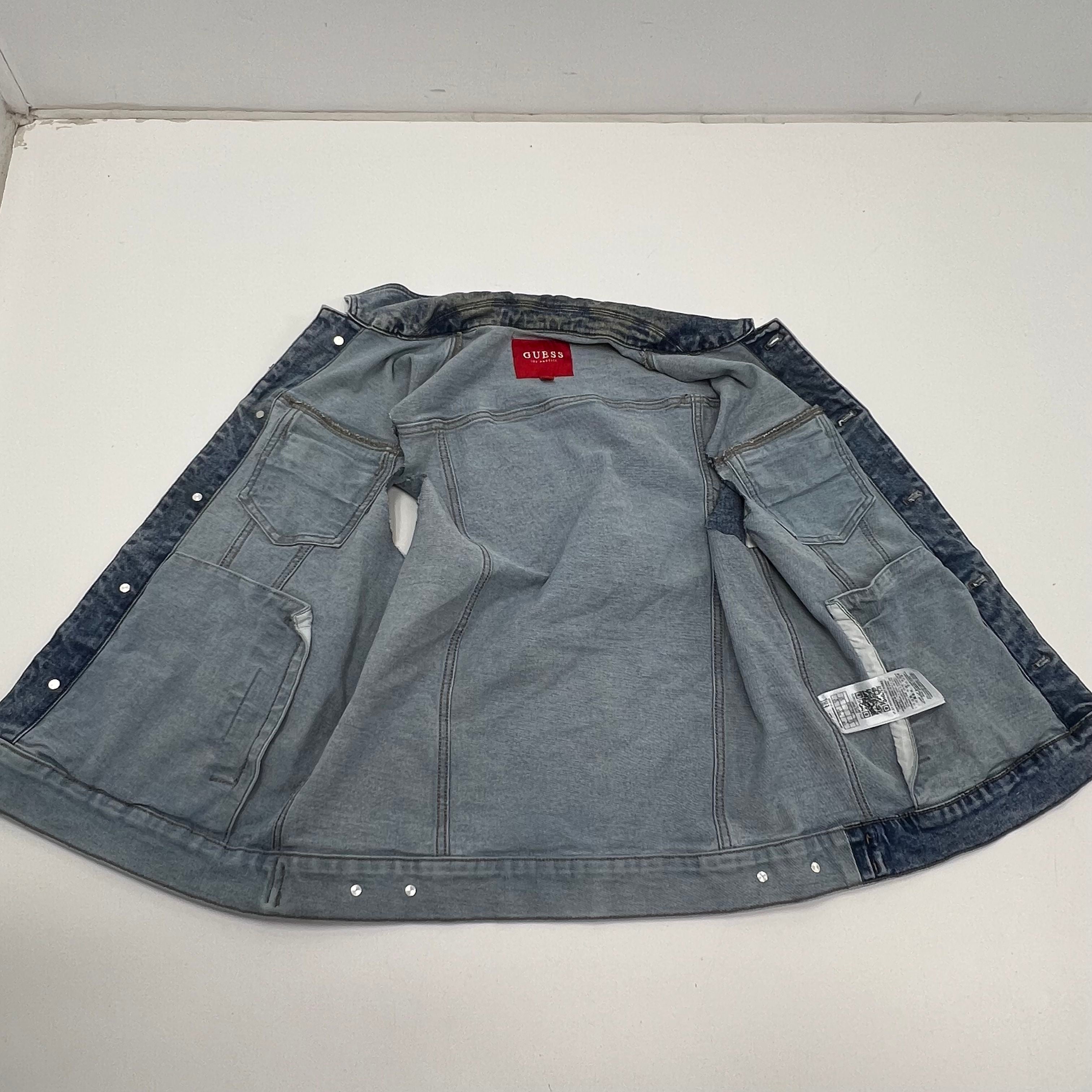 Guess Light Blue Acid Wash Trucker Cut Off Denim Vest Men's Size L