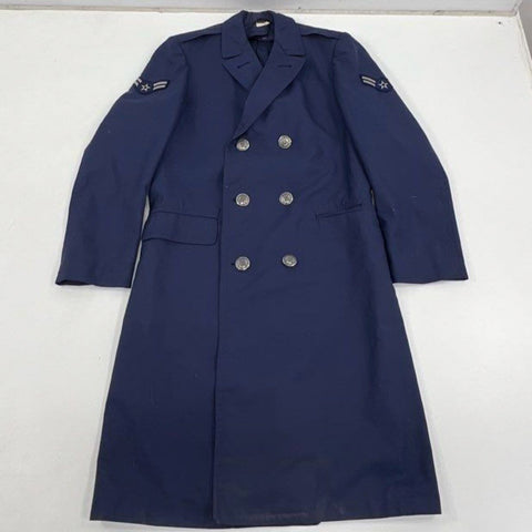 Vintage USAF Men's Overcoat Trench Coat Blue Military Issue Dress Uniform 37R