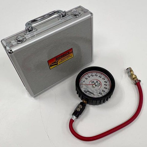 Longacre 2-Piece Tire Pressure Gauge 0-60 PSI Dual Bleeder Set with Case