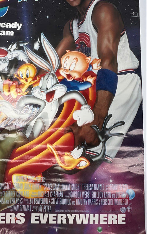 1996 Space Jam Original Movie Poster 27x40 Michael Jordan Bugs Bunny Warner Bros