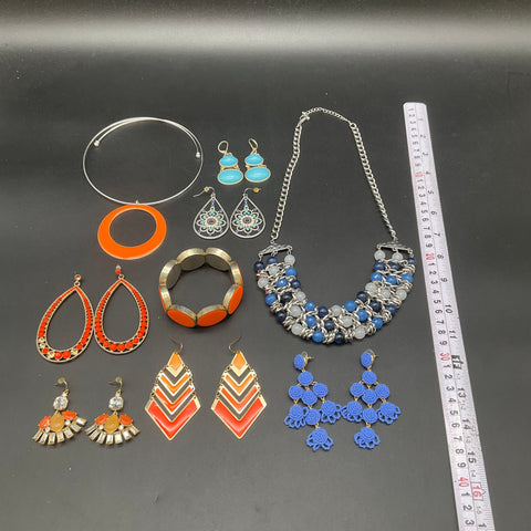 Statement Jewelry Lot 9 Pcs Bohemian Beaded Necklaces Dangle Earrings Bracelet