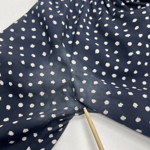 Maeve Navy Blue Polka Dot Long Sleeve Button Front Shirtdress Women's M