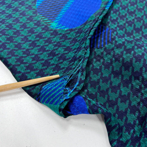 Vintage 90s Christian Dior Monsieur Men's Robe Blue Green Houndstooth Sz OS