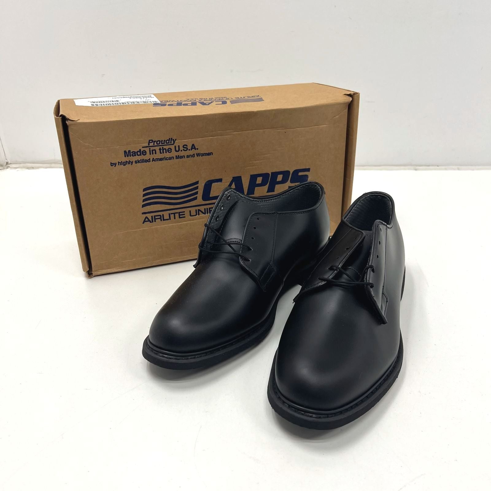 Capps Commander 90258 Airlite Uniform Oxford Shoes Mens 12 D Black NIB Made USA