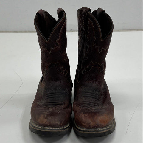 Tony Lama TW903Y Brown Leather Western Work Boots Kids Size 3D