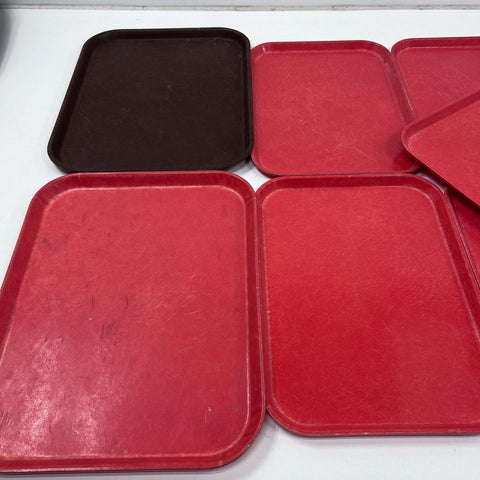 Cambro Camtray Fiberglass Cafeteria Serving Trays 13pc Lot Red Brown 14x18