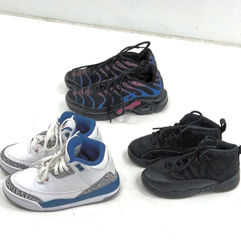 Lot 3x Nike Air Jordan 3 12 Air Max Plus Kids Sneakers Sz 9C 11C 2.5Y