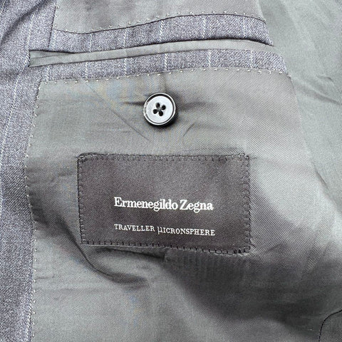 Ermenegildo Zegna Men's Dark Grey Pinstripe Wool Traveller Blazer Sz 50R