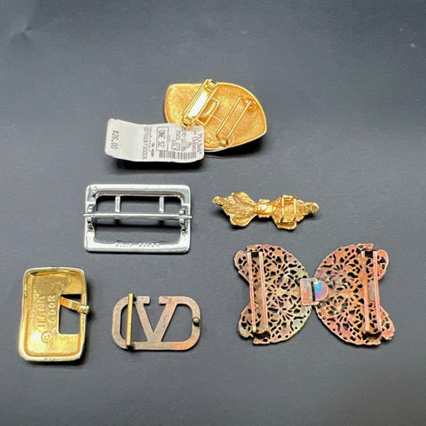Vintage Belt Buckle Lot 6pc Ilana Goor Mimi di N Jos A Bank Solid Brass Filigree