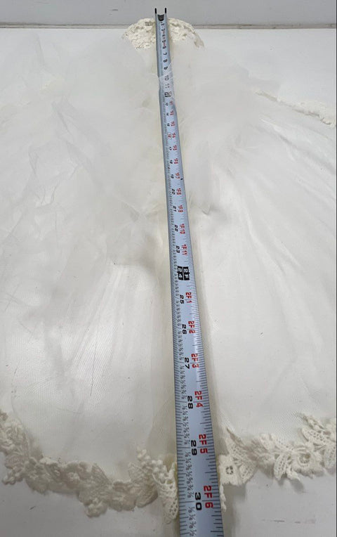 Vintage 80s 90s Wedding Veil with Lace Crown Headpiece and Ring Bearer Pillow