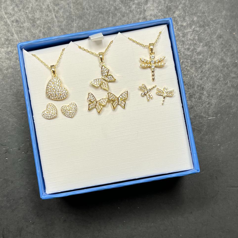The Skyline Collection 3 Gold tone Rhinestone Necklaces & Earrings Sets NIB