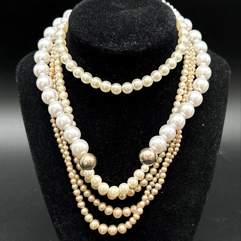 Faux Pearl Costume Jewelry Lot Vintage to Modern Necklaces Multi-Strand