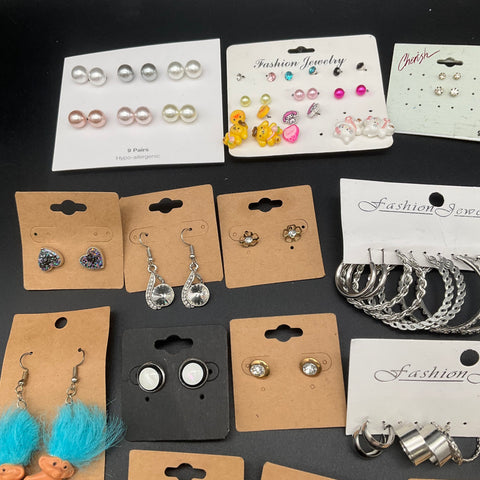 Fashion Jewelry Lot 50+ Pairs Claire's Aeropostale Pakula Hoops Studs Novelty