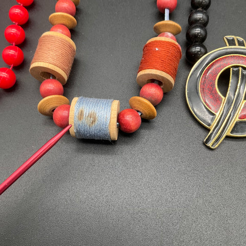 Vintage Retro Costume Jewelry Lot of 9 Beaded Necklaces Pendants 80s 90s Style