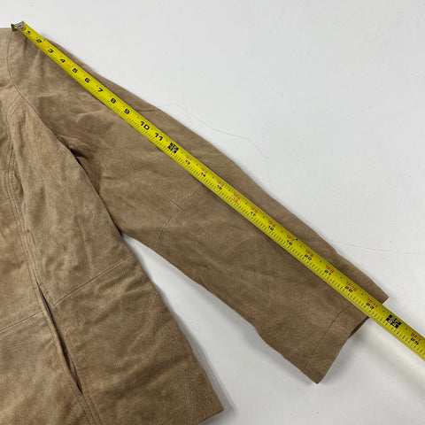 NWT Relativity Y2K Tan Suede Leather Zip Mock Neck Jacket Women's 1X