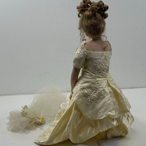 Wedding Day Shay Doll Porcelain Bridal Gown Veil Bouquet with Stand 24 Inch