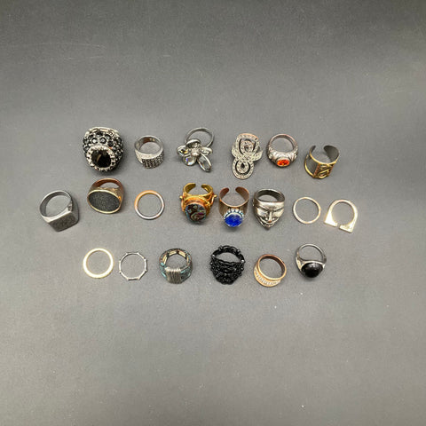 Fashion Statement Rings Jewelry Lot of 22 Goth Boho Eclectic Mixed Metals