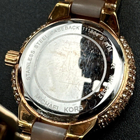 Michael Kors Watches Lot of 2 MK-5145 Chronograph & Rose Gold Tone Crystal