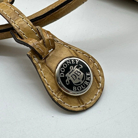 Dooney & Bourke Tan Croco Embossed Leather Satchel Handbag Silver Hardware