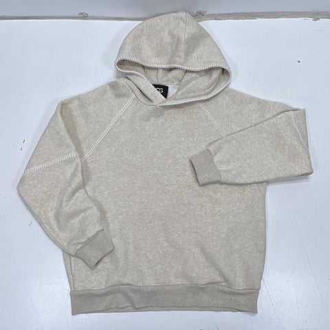 Ugg Women's Relaxed Whipstitch Fleece Hoodie Heather Oatmeal Cotton Blend Sz S