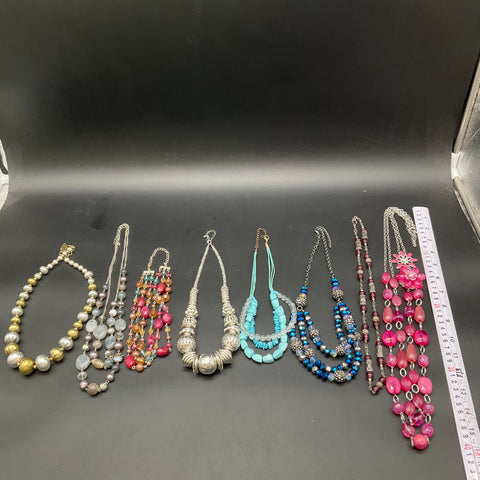 Fashion Costume Jewelry Necklace Lot of 8 Beaded Statement Multi-strand Styles