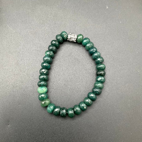 4 Beaded Stone Stretch Bracelets Lot Green Jasper Labradorite Lava Rock Unisex