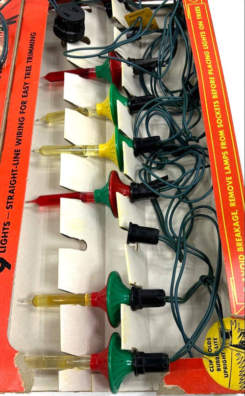 Vintage Noma Bubble Lites 9 Light Christmas Set Original Box Mid-Century