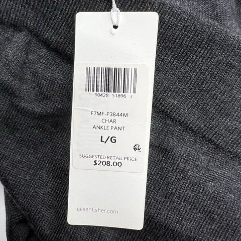 Eileen Fisher Charcoal Gray Knit Straight Leg Cropped Pants Women's L