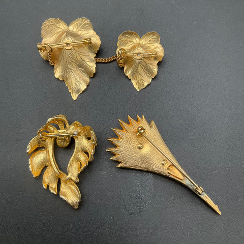 Vintage Napier Gold Tone Brooch Jewelry Lot of 7 Cat Poodle Shell Floral