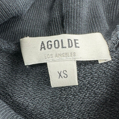 Agolde Women's Black High Neck Balloon Sleeve Turtleneck Sweatshirt Size XS