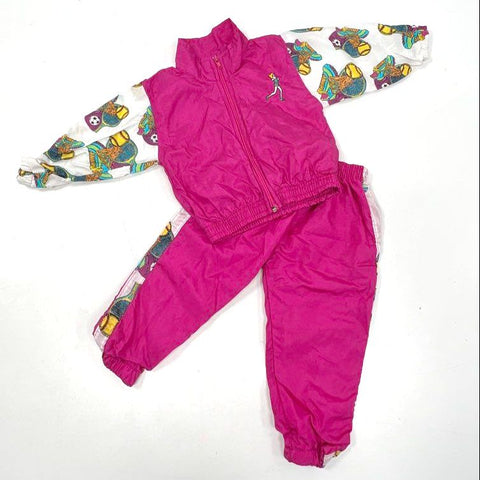 Vintage 90s Basic Formula Girls Sports Graphic Nylon Tracksuit Set Sz 24M