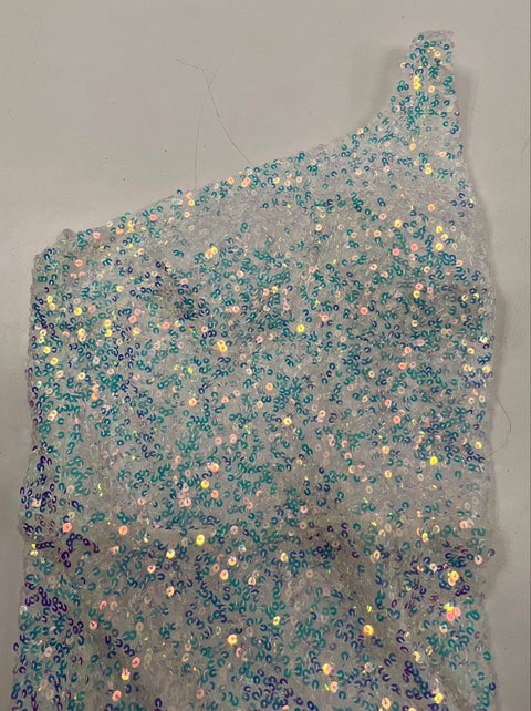 Windsor Women's Iridescent One Shoulder Sequin Slit Formal Gown NWT Sz S