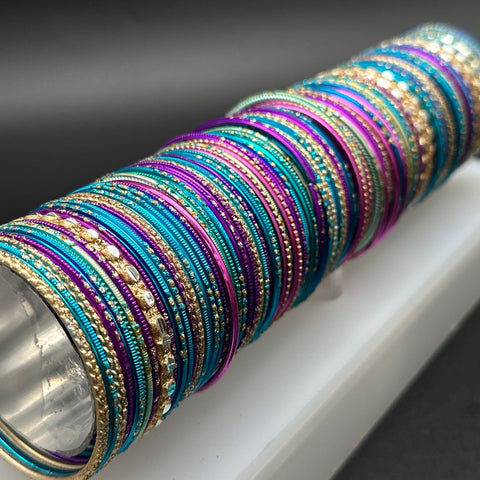 Child Size Colorful Glitter Bangle Bracelets Indian Style Large Jewelry Lot