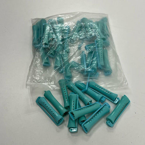 Vintage Teal Blue Plastic Swing Arm Perm & Curling Hair Rods Lot