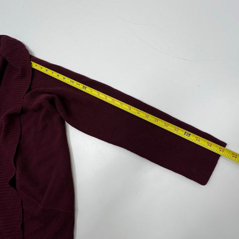 Talbots Women's Cardigan NWT Maroon Merino Wool Drape Open Front Petite Sz 2XP