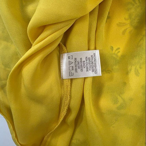 Max Studio Yellow Floral Flutter Sleeve Smocked Midi Dress Women's M NWT