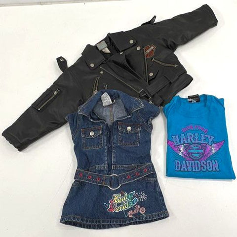 Harley-Davidson Kids Clothing Lot Moto Jacket Denim Jumper Tee Sz 18M 4T Youth L