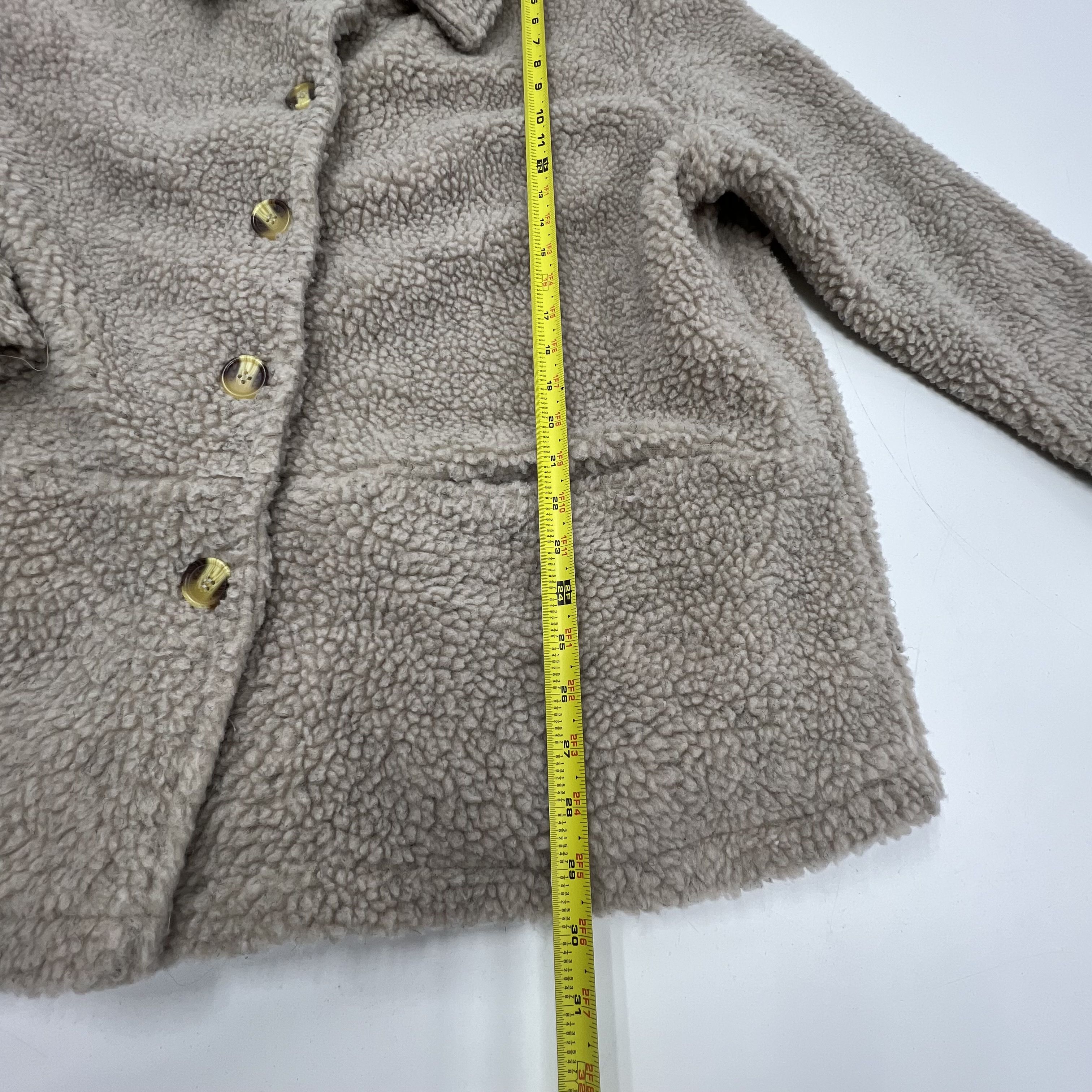 Vintage Damart Beige Sherpa Teddy Fleece Button Front Jacket Coat Womens XL